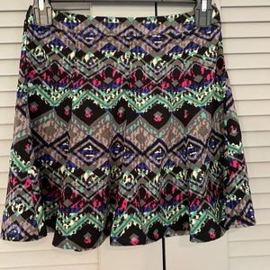 Bright patterned A-line mini skirt